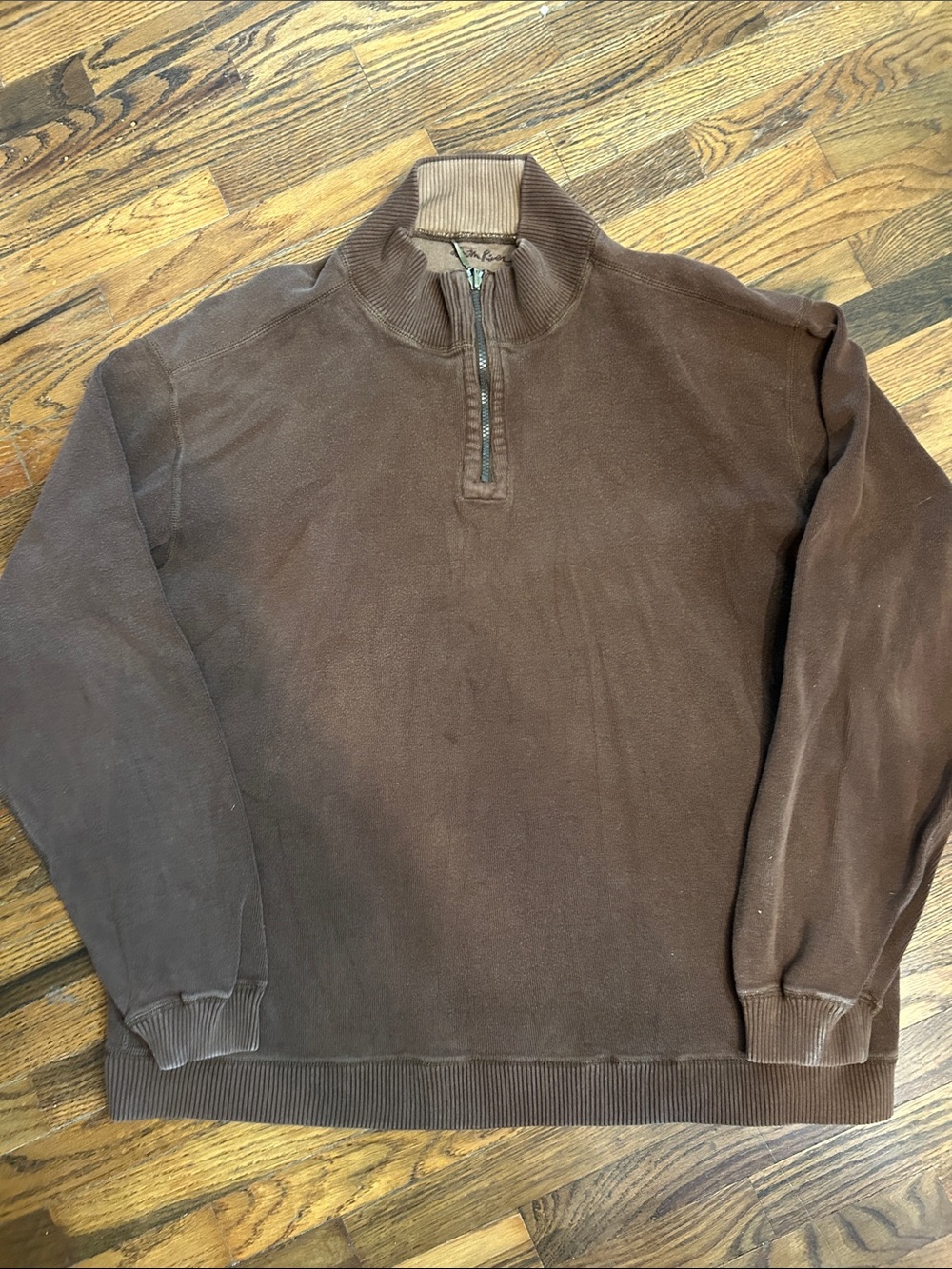 Men's Quarter-Zip Pullover Sweater in Dark Brown